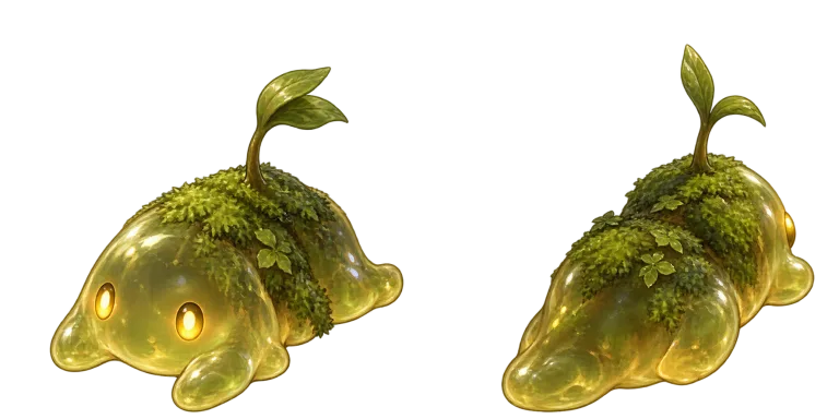 苔色の魔物の前面と背面を描いたゲーム内画像