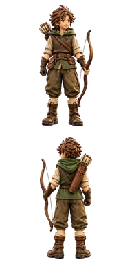 弓使いの前面と背面のゲーム内キャラクター画像