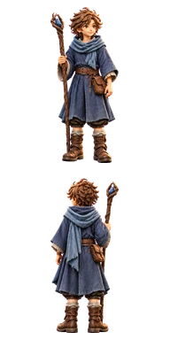 魔術師の前面と背面のゲーム内キャラクター画像