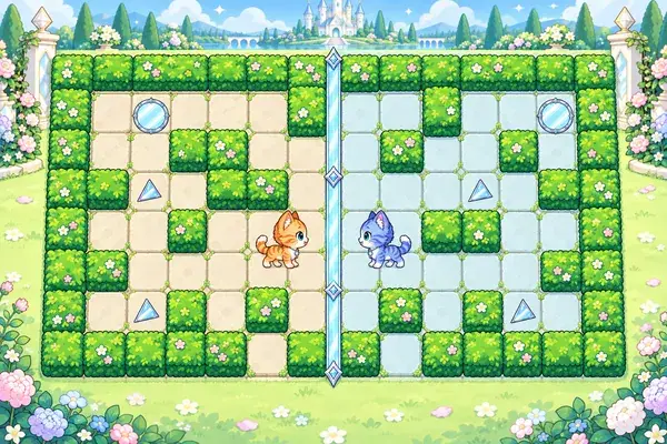 ふたごねこのかがみ迷路