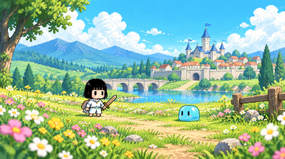 チビファンタジーの花畑での冒険を表現した紹介用イメージ