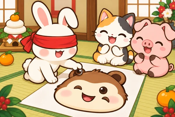どうぶつ福笑い