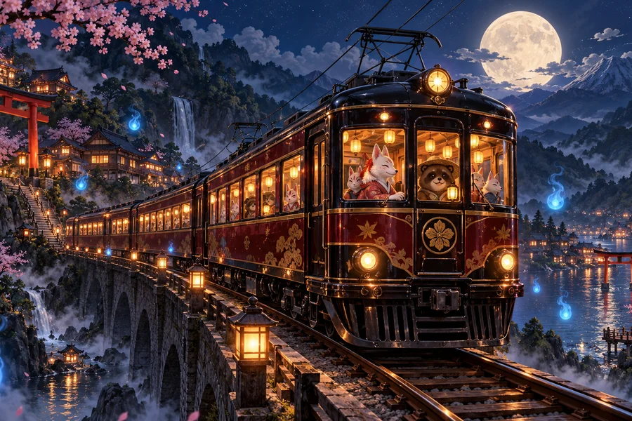 妖怪電車 百鬼夜行のイメージイラスト