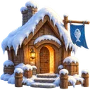 雪屋根の配達小屋