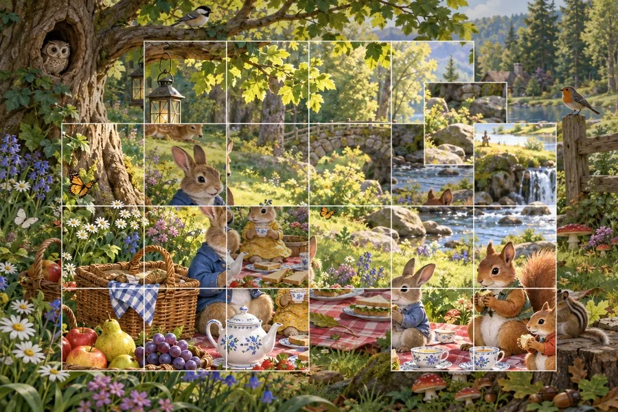 絵本の一場面のジグソーパズル