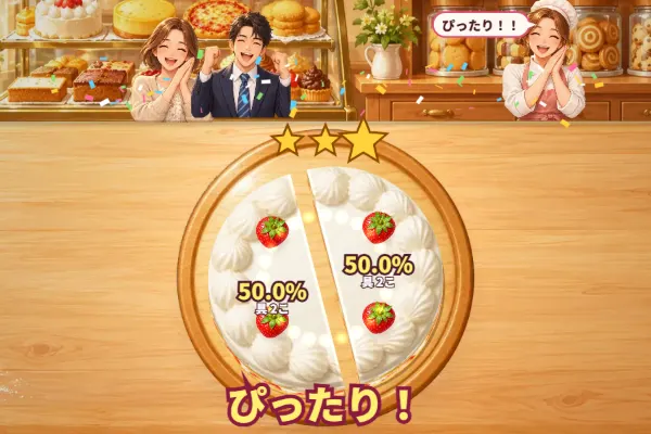 ぴったり半分！スパッと等分カット