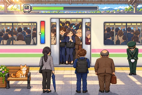 ぎゅうぎゅう！満員電車に乗り込め ～ドアが閉まるまでにみんなで出社～