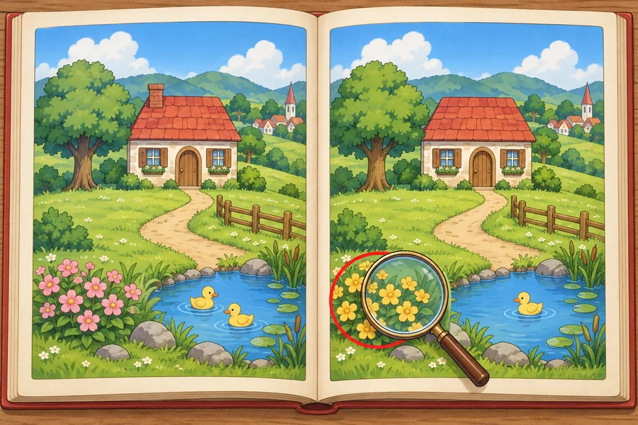 開いた大きな絵本から飛び出す小物たち