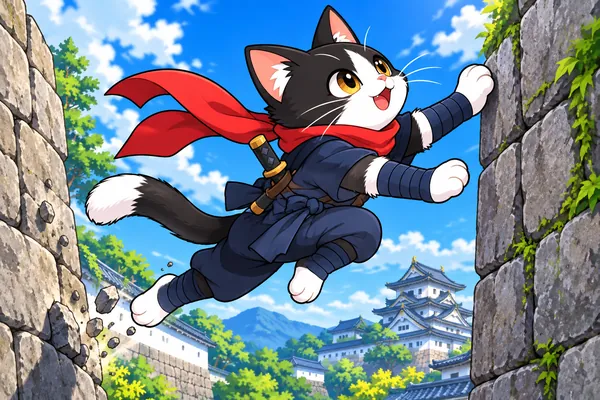ねこ忍者のかべのぼり