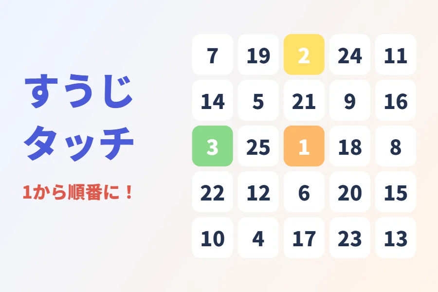 カラフルな数字のパネルがばらばらにならんでいる