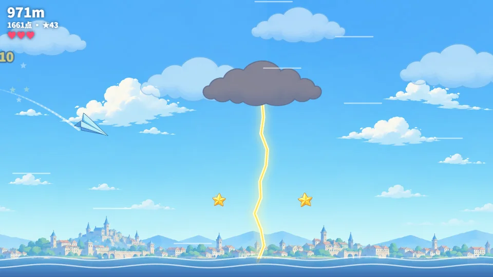 黒いかみなり雲から海まで稲妻が落ちている場面