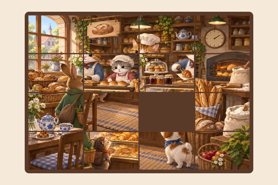 絵本の一場面のスライドパズル
