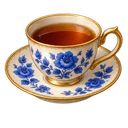 青い花の茶器