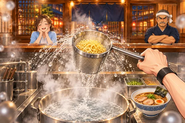 シャッと湯切り！ラーメン修業